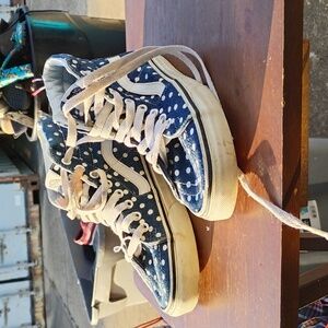 🚨B2G1 VANS Denim Blue White Polka Dot 5 M/ 6½ F